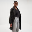 Trench long ceintur&eacute; noir femme