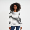 Pull col rond boutons aux poignets ecru femme