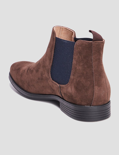 Boots chelsea effet suédine marron foncé homme