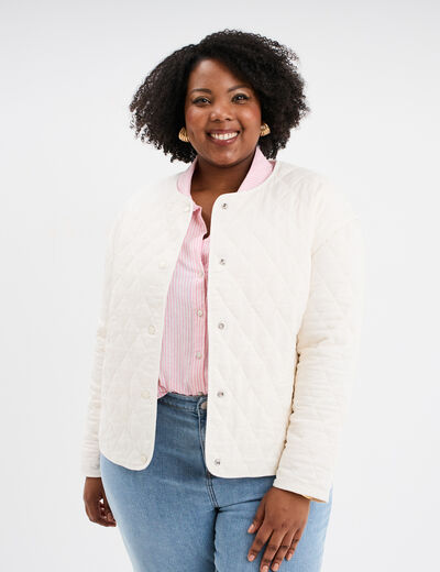 Veste matelassée boutonnée coton ivoire femme grande taille