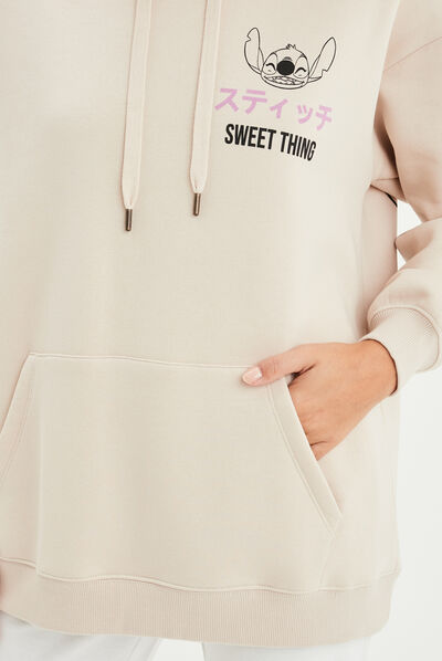 Sweat à capuche hoodie oversize Stitch sable femme