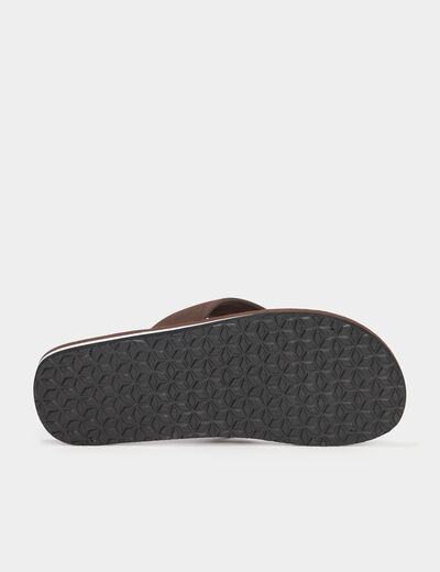 Tongs effet cuir marron homme
