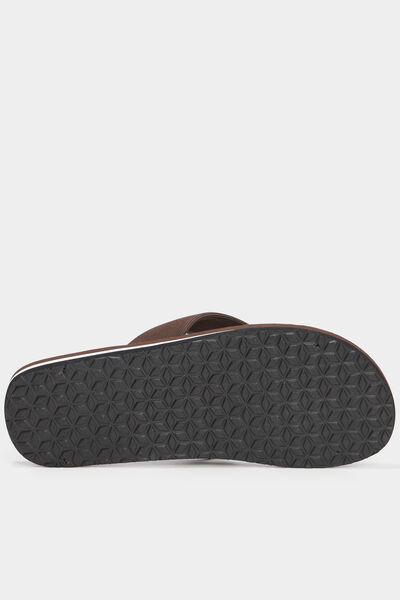 Tongs effet cuir marron homme