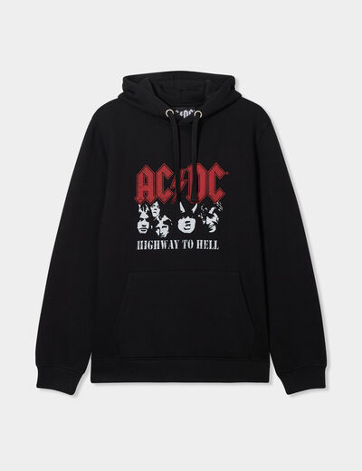 Sweat à capuche hoodie 1 poche AC/DC noir homme