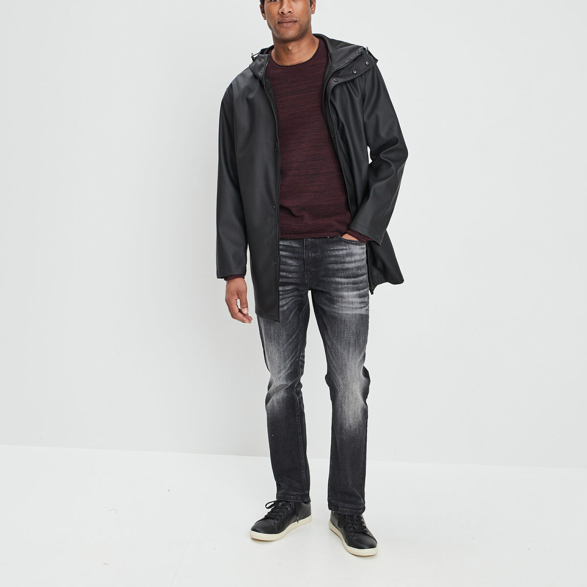 Pull manches longues Liberto prune homme