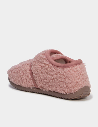 Chaussons effet bouclette rose b&eacute;b&eacute; fille