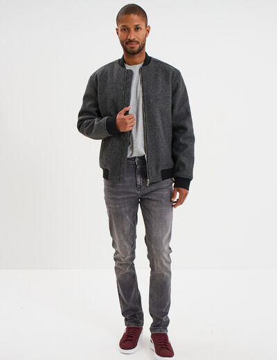 T-shirt droit en coton manches courtes gris homme
