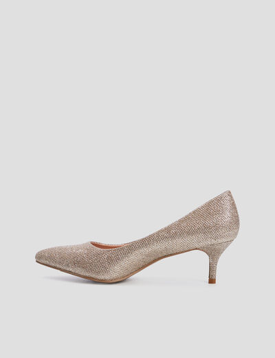 Escarpins &agrave; talons paillet&eacute;s couleur or femme
