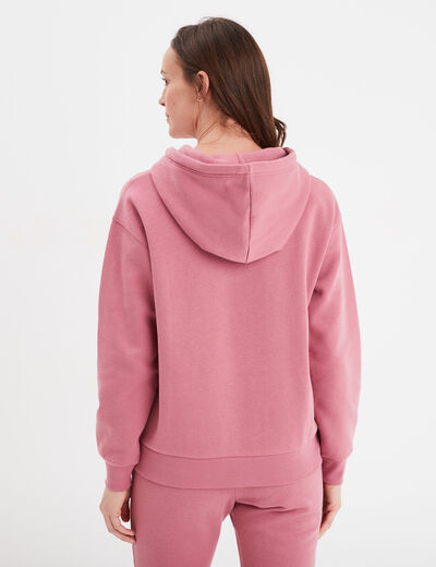 Sweat hoodie molleton à capuche vieux rose femme