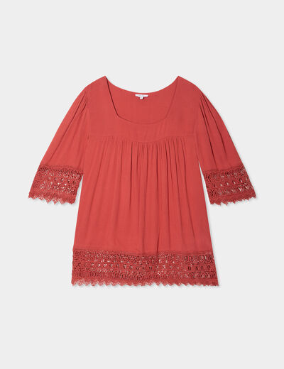 Blouse manches courtes vieux rose femme grande taille