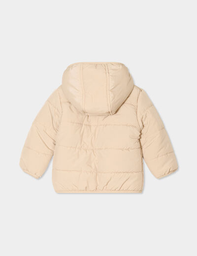Doudoune doublure polaire à capuche marron clair bébé garçon