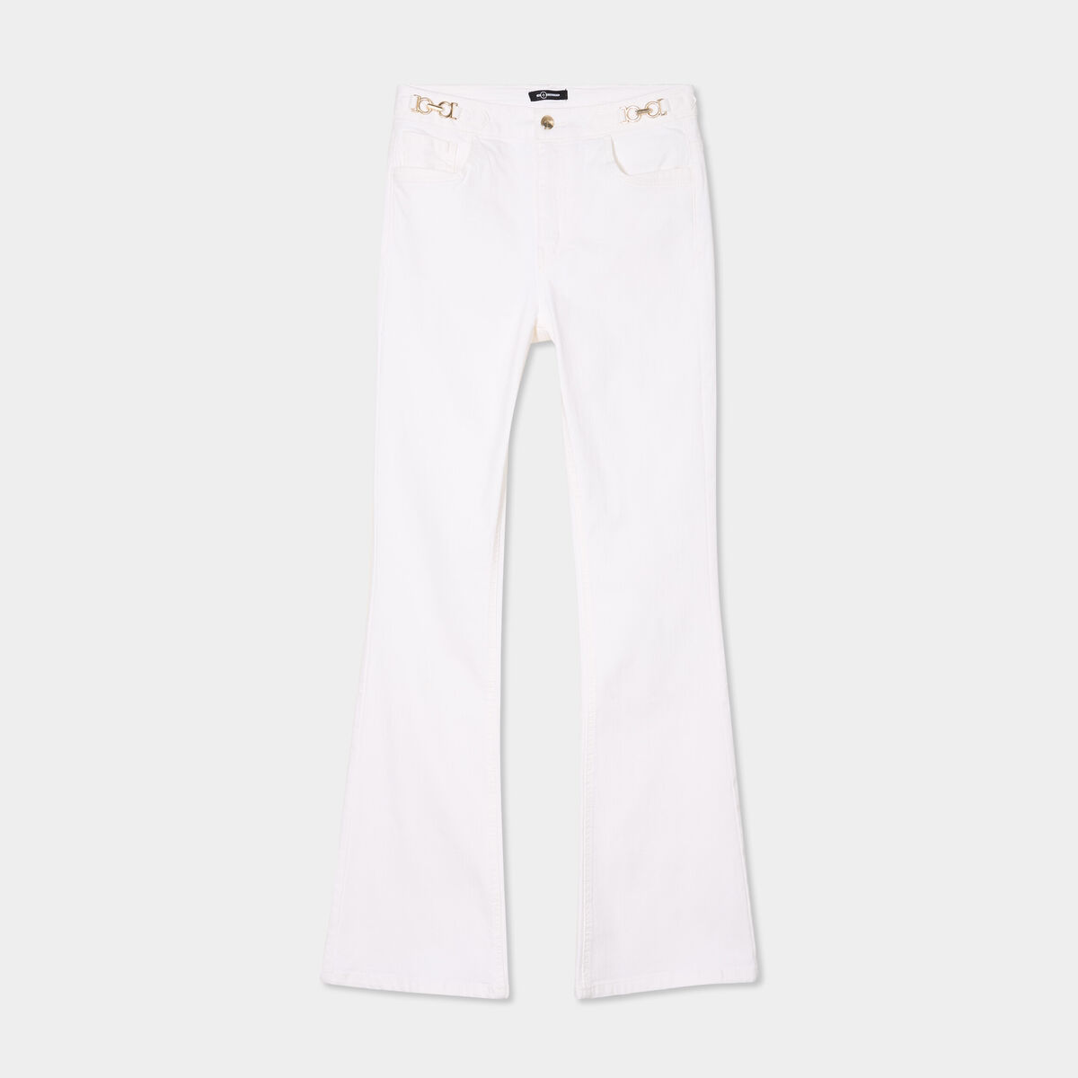 Jeans bootcut taille haute denim blanc femme