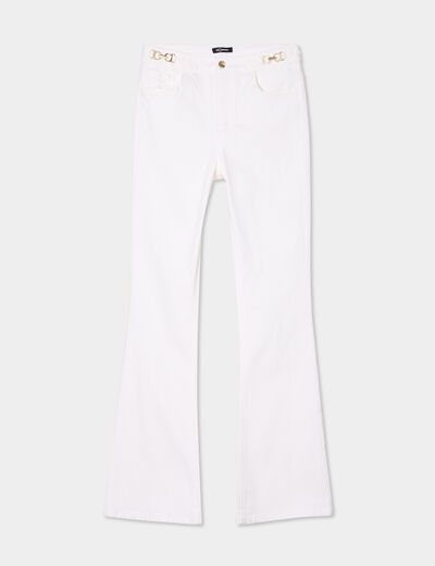 Jeans bootcut taille haute denim blanc femme