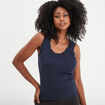 Débardeur coton bords dentelle bleu marine femme