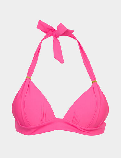 Haut de maillot de bain forme triangle rose fushia femme