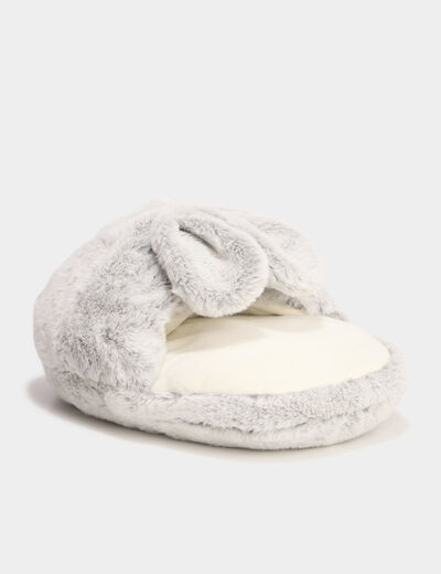 Mono chausson fausse fourrure gris femme