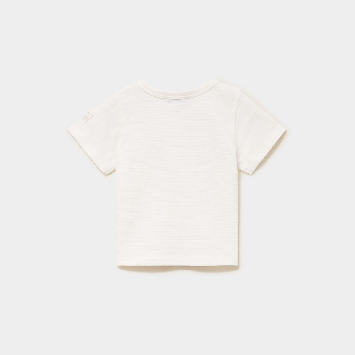 T-shirt col tunisien manches courtes blanc b&eacute;b&eacute; gar&ccedil;on