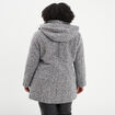 Manteau aspect bouclette &agrave; capuche gris femme grande taille