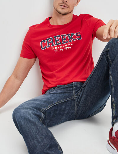 T-shirt manches courtes coton Creeks rouge homme