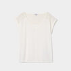 T-shirt col en V dentelle épaules et dos blanc femme
