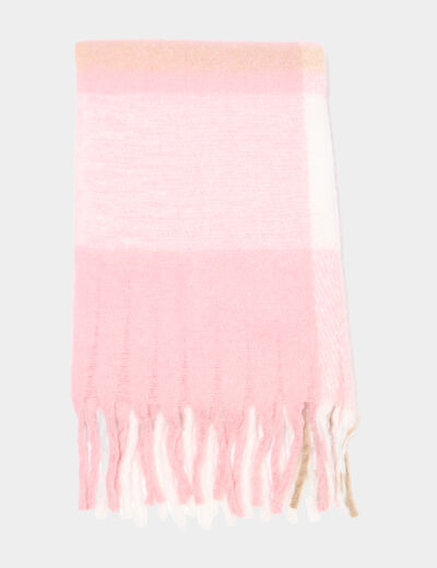 &Eacute;charpe &agrave; franges rose clair femme