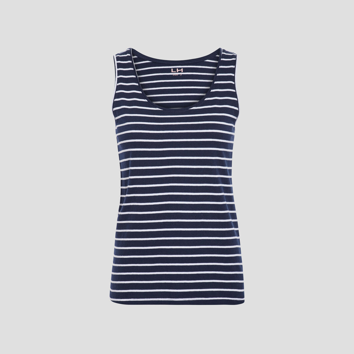 Débardeur à rayures bretelles larges bleu marine femme