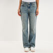 Jean droit taille basse coton denim dirty femme
