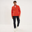 Sweat polaire col camionneur rouge homme
