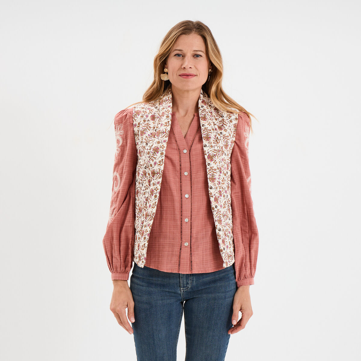 Veste matelassée sans manches blanc femme
