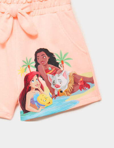 Short taille smock&eacute;e Vaiana et Ariel orange fluo fille