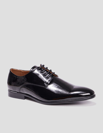Derbies vernies à lacets noir homme