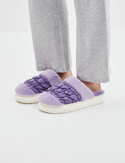 Chaussons mules fausse fourrure Liberto mauve femme