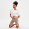 Short cycliste coton stretch marron clair femme