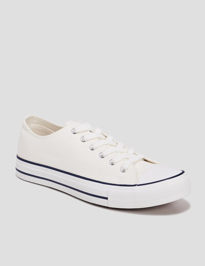Tennis en toile &agrave; lacets blanc homme