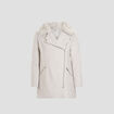Manteau mi-long col imitation fourrure gris femme grande taille