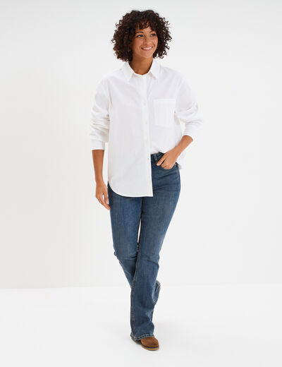 Chemise oversize 1 poche coton blanc femme