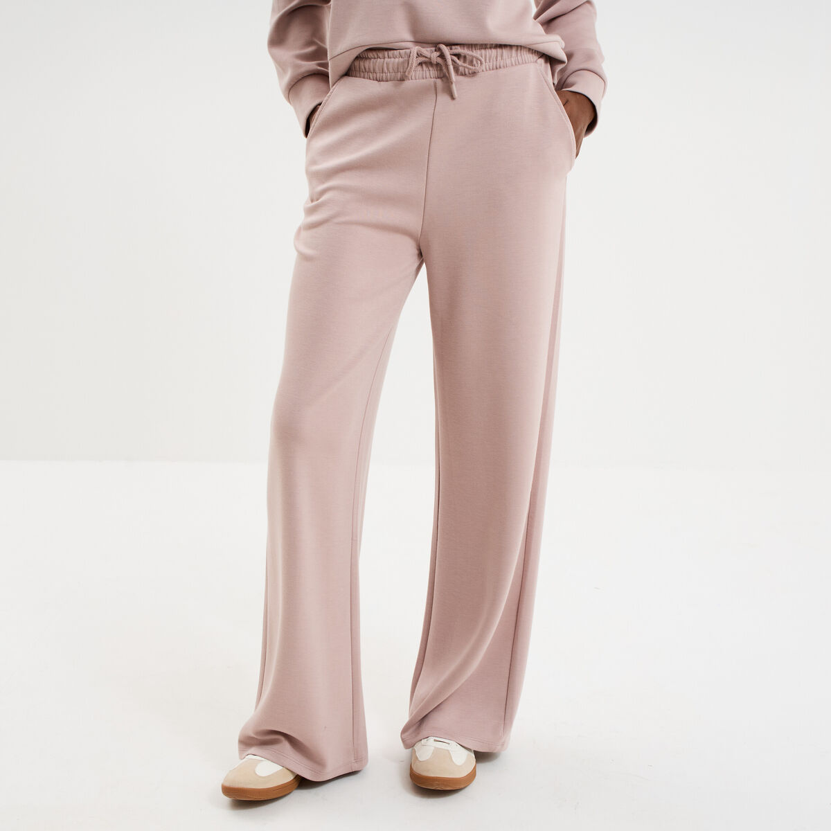 Pantalon de jogging large &eacute;lastiqu&eacute; marron clair femme