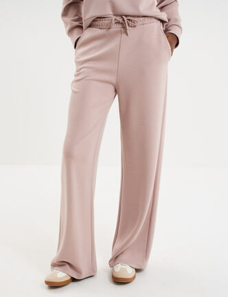 Pantalon de jogging large &eacute;lastiqu&eacute; marron clair femme