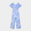 Combinaison pantalon manches courtes bleu fille