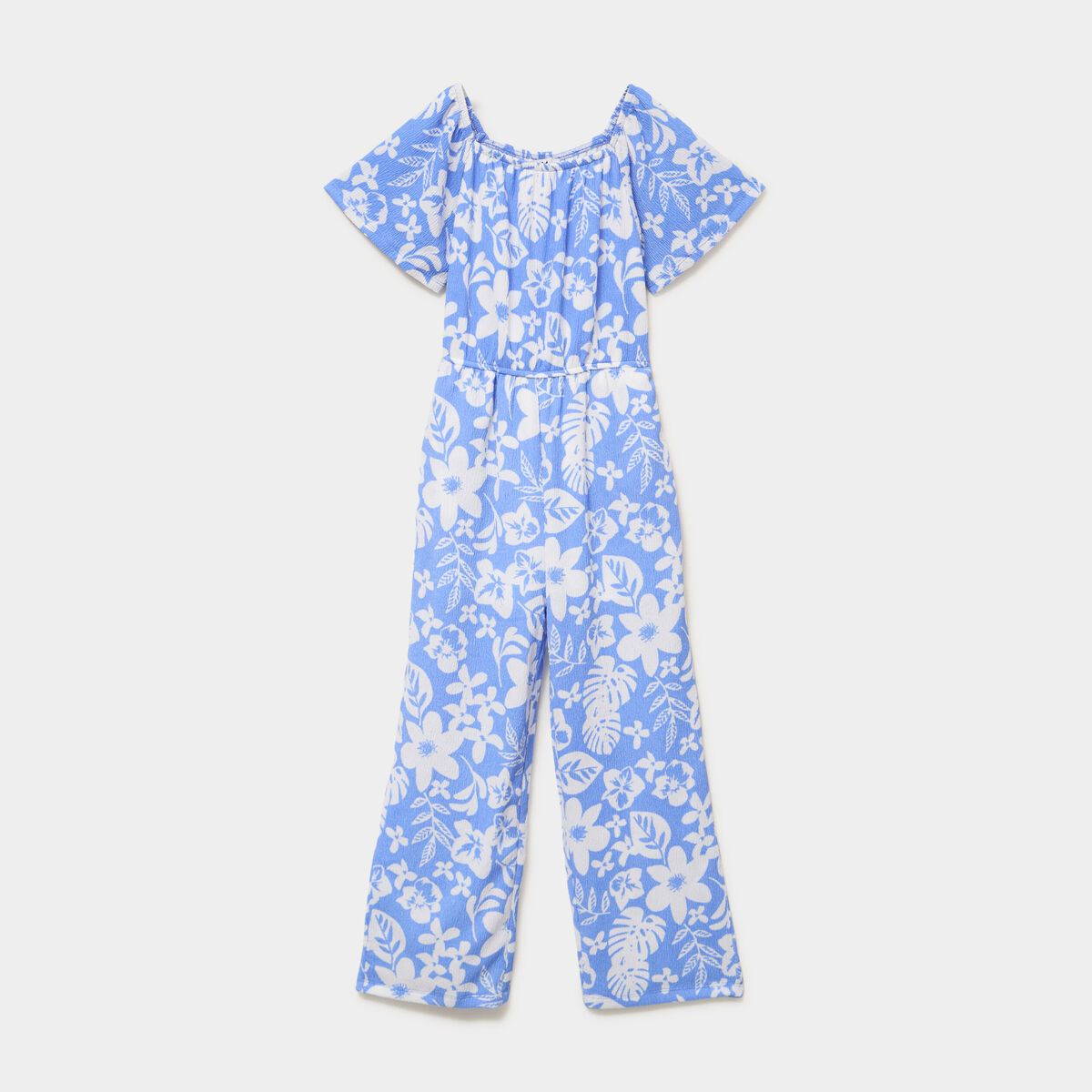 Combinaison pantalon manches courtes bleu fille