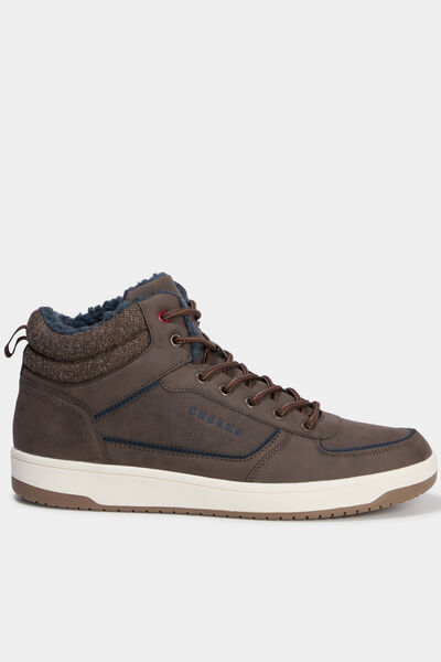 Baskets montantes fourr&eacute;es marron fonc&eacute; homme