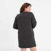 Chemise de nuit courte manches longues gris foncé femme grande taille