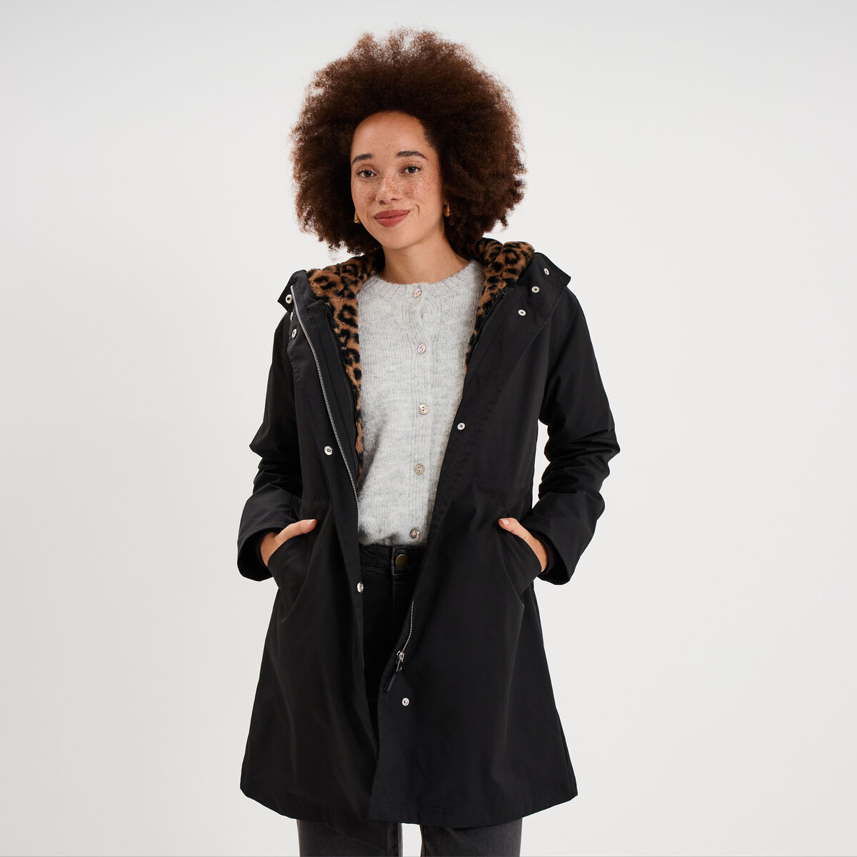 Parka 3-en-1 avec capuche amovible noir femme