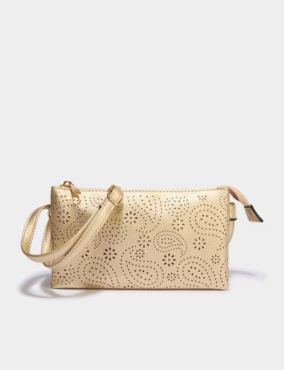 Sac pochette d&eacute;tails ajour&eacute;s couleur or femme