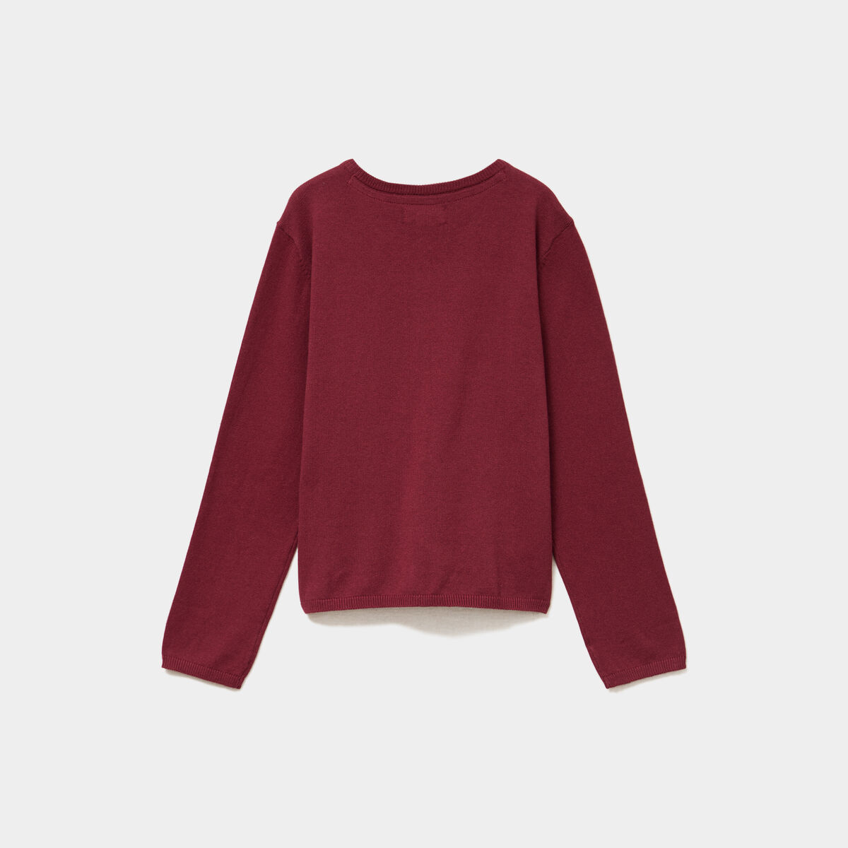 Gilet boutonn&eacute; coton m&eacute;lang&eacute; bordeaux fille