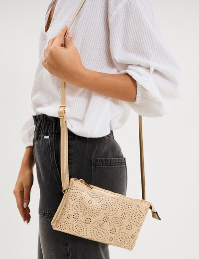 Sac pochette d&eacute;tails ajour&eacute;s couleur or femme