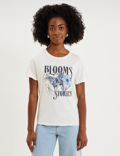 T-shirt ajust&eacute; manches courtes coton blanc femme