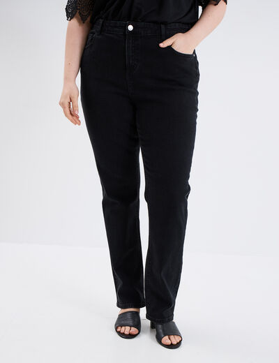 Jeans straight taille haute Modavista denim noir femme grande taille
