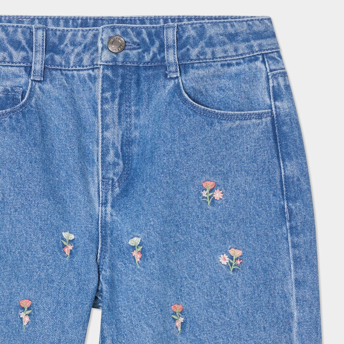 Pantalon Jeans Skinny Fille 2-6 Ans Peacolate - Denim Brodé, Taille Mi-haute, Fermeture éclair, Style Droit