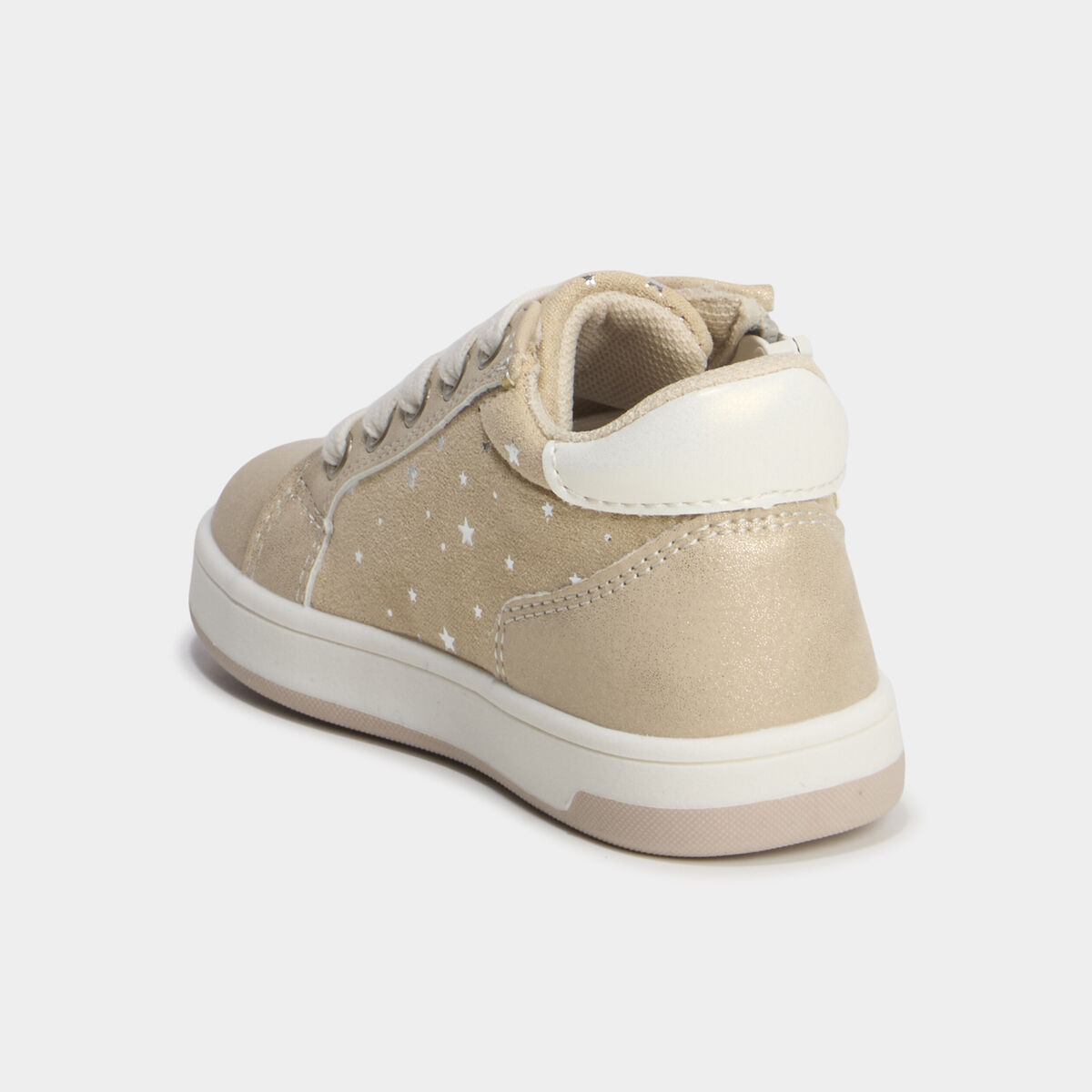 Baskets montantes zipp&eacute;es &agrave; paillettes ivoire b&eacute;b&eacute; fille